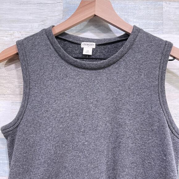 CREWCUTS J Crew Faux Fur Pocket Sweatshirt Dress Gray Sleeveless Cotton Girls 14 - Picture 2 of 7